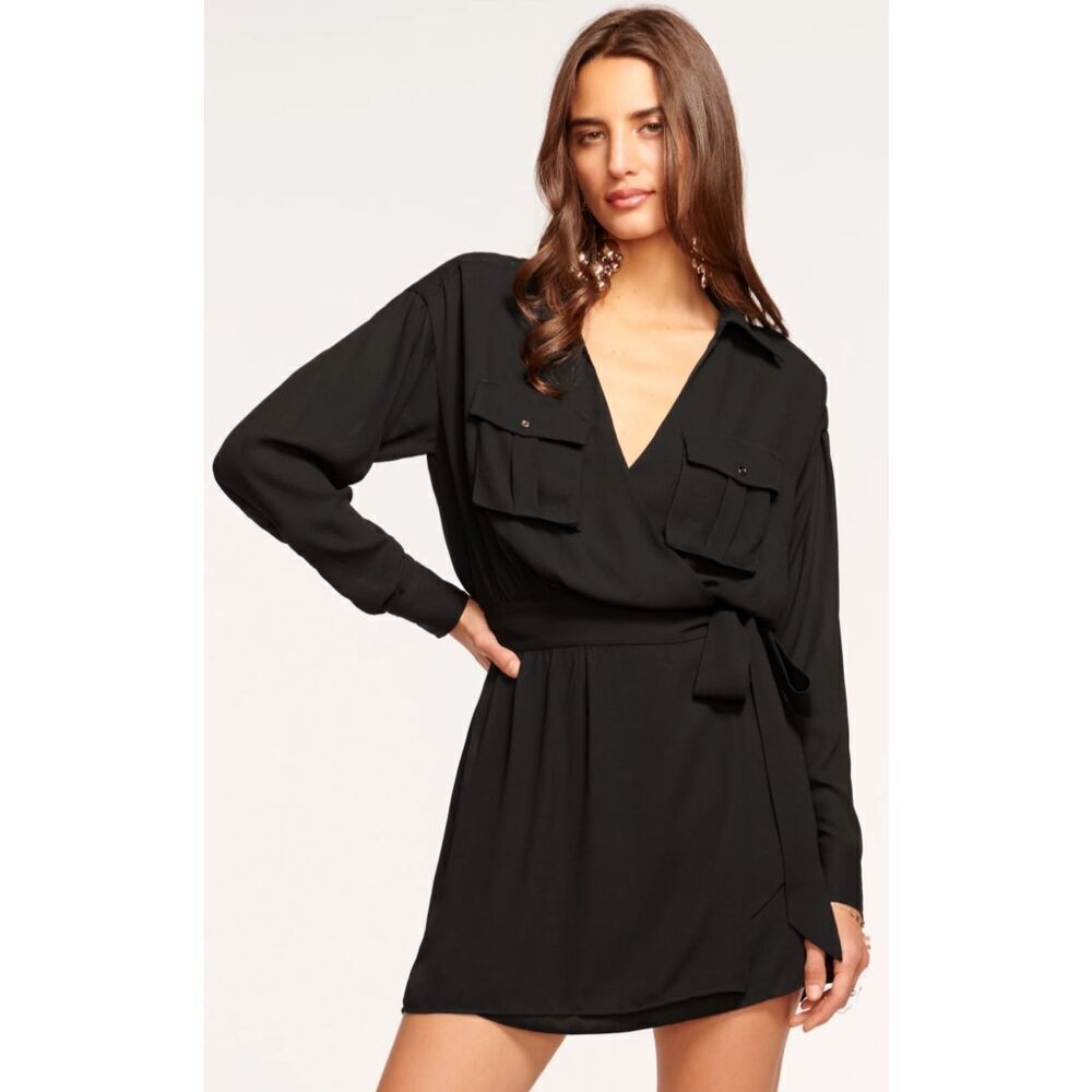 Ramy Brook Elegant Black Wrap Mini Dress